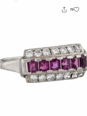 Authentic Platinum 0.5 CARAT Ruby and 0.25 CARAT Natural Diamond Ring